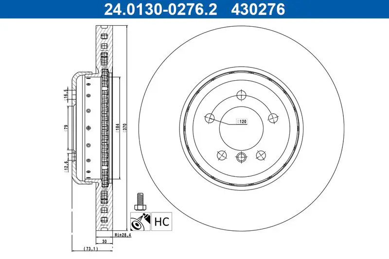 Disque de frein ATE 24.0130-0276.2 - Image 2