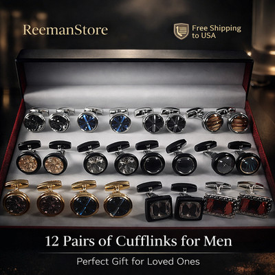 12 Pairs Cufflinks for Men Valentine's Cufflinks Gift for Loved ones Free Ship