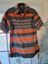 Vintage 70's Cotton Striped Mens Shirt, Multicolor, Pointy Collar, Buttons...