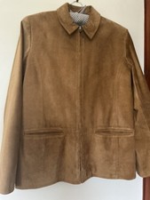Marks And Spencer Real Tan Suede Zip Up Jacket Coat UK 14 in very good condition