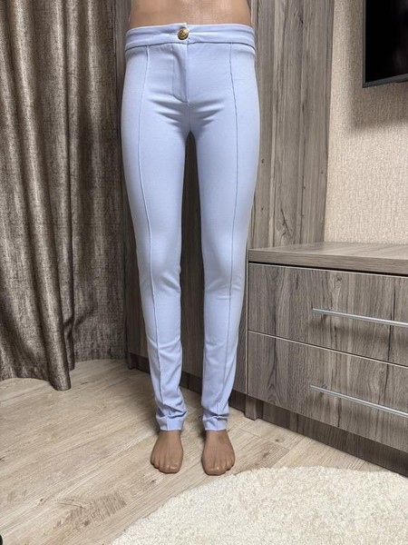 Women Balmain Trousers Blue Cotton 36 / S / 44