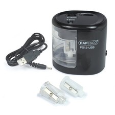 Rapesco 1449 PS12 USB Automatic Electric Pencil Sharpener Black For use with USB