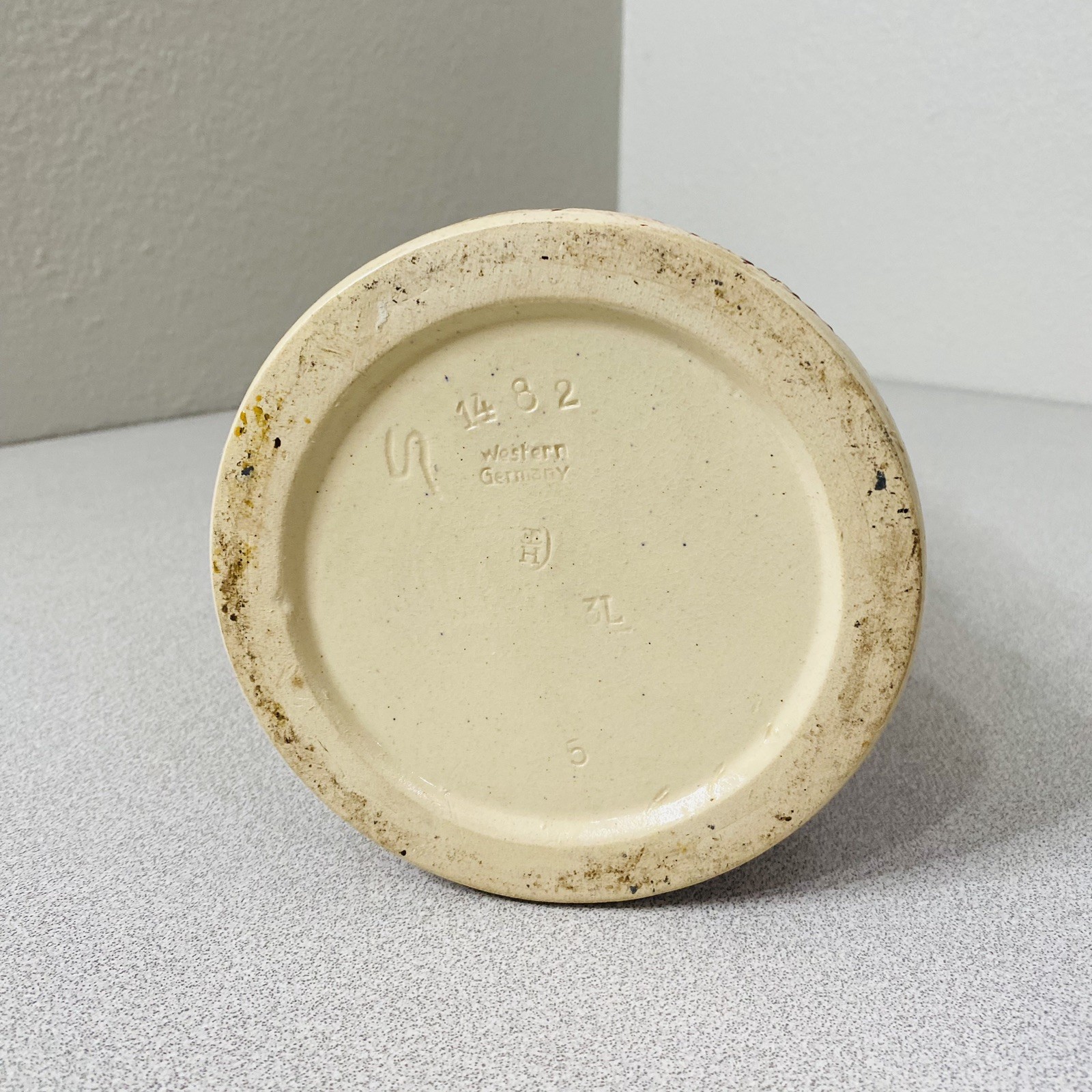 Vtg XL 3 Liter German Beer Stein Pewter Lid Western Germany 1482 Courage