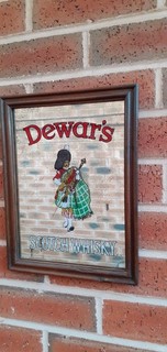 VINTAGE DEWAR'S SCOTCH WHISKY ADVERTISING MIRROR