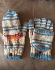 Alpaca wool convertible flap over fingerless gloves mittens Peru
