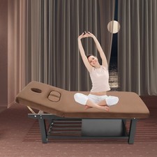 Stationary Massage Table Solid Wood Massage Table Spa Bed 75"x 31.5" Brown