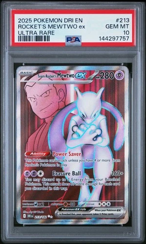 2025 POKEMON DRI EN-DESTINED RIVALS ULTRA RARE TEAM ROCKET'S MEWTWO EX PSA 10