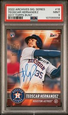 2022 TOPPS ARCHIVES SIG SER 2017 TOPPS BUNT TEOSCAR HERNANDEZ 5/10 PSA 9 AUTO