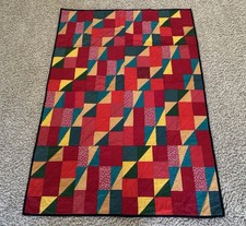 Vintage Baby Sampler Pat work Quilt Glitter Butterfly Throw Colorful Geometric