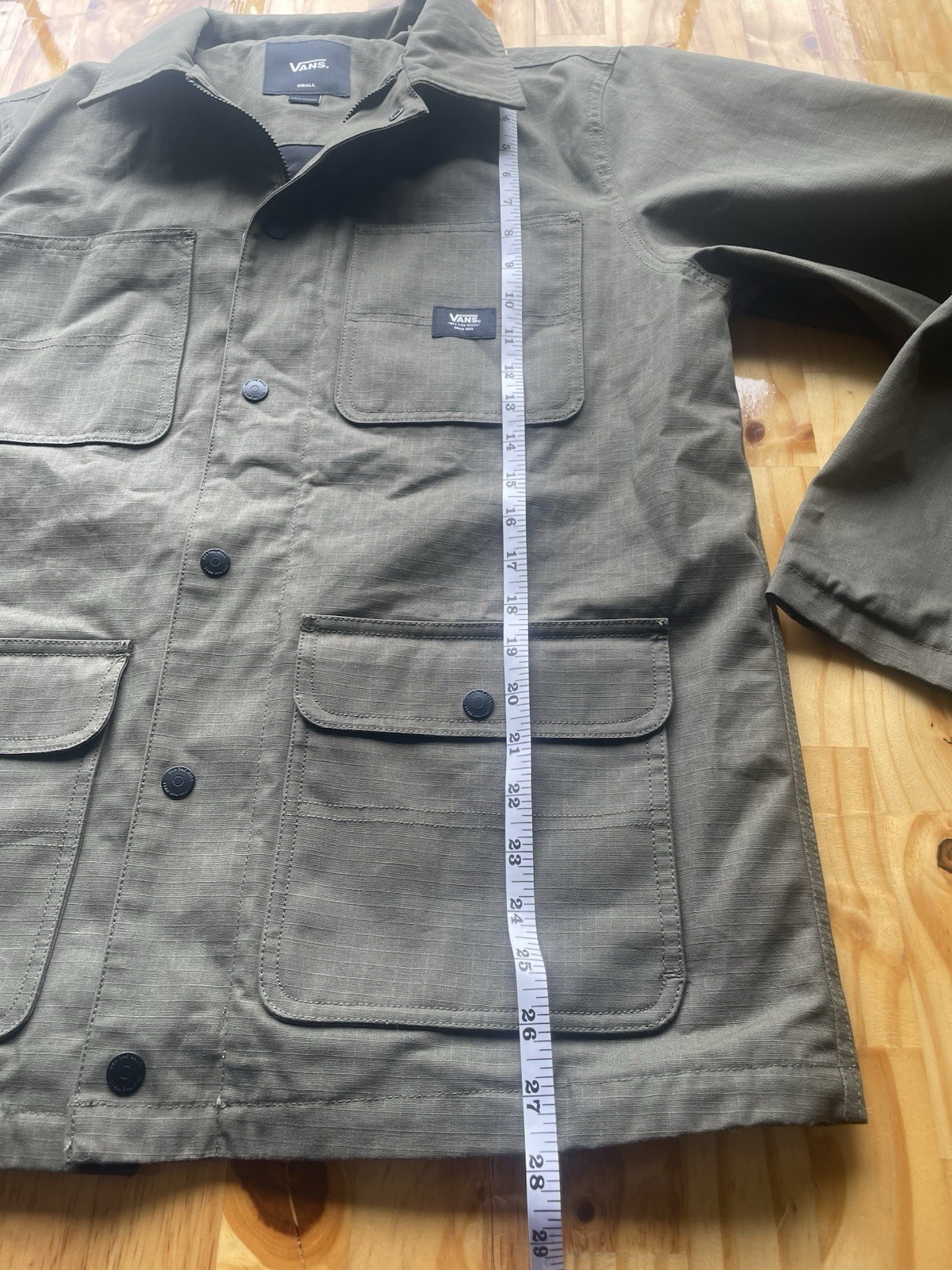 Vans Drill Chore Coat Lined Men’s Jacket Canvas Rip Stop Invisible Hood Size S image 5