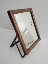 Antique Beveled Vanity / Shaving Mirror on Iron Stand Adjustable Tilt Old Glass