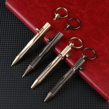Mini Brass Keychain Ball Pen Hanging Ring Signature Pen Outdoor Travel EDC Pen