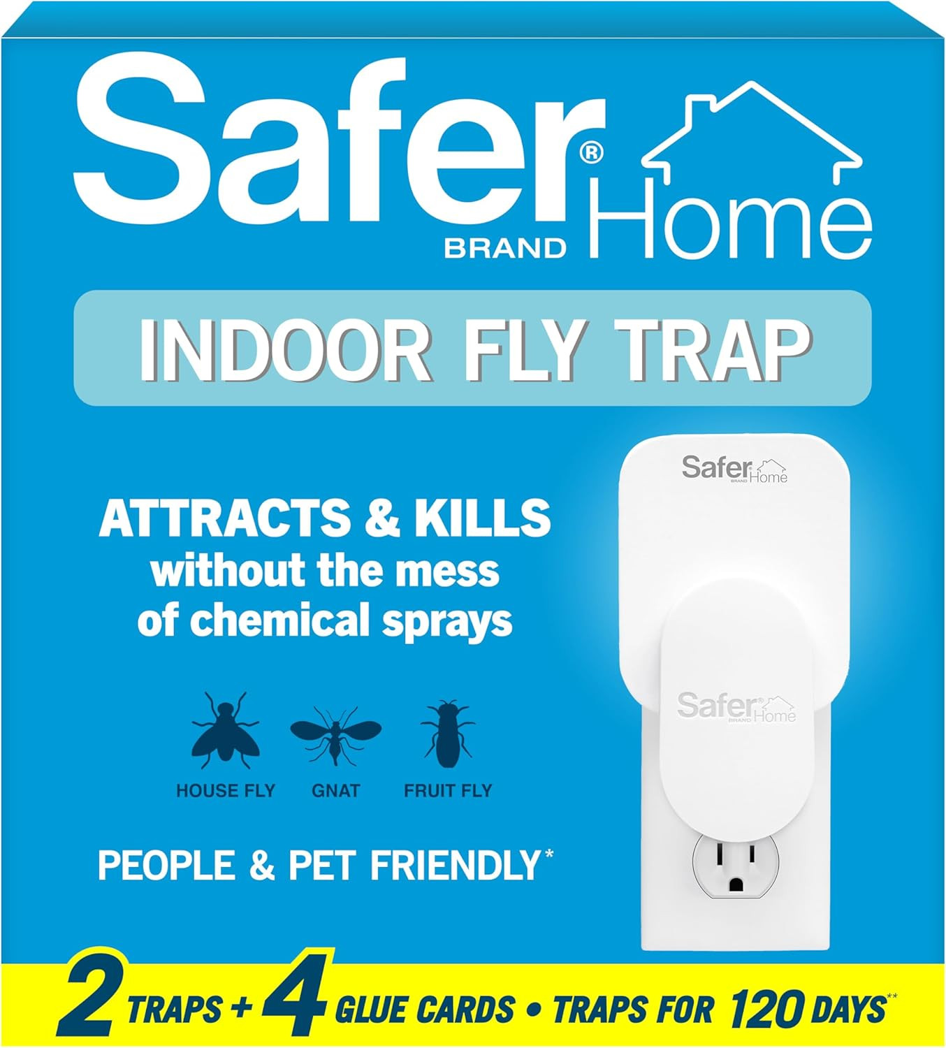 Brand Home SH502-2R4SR 2 Indoor Plug-In Fly Traps for Flies, Fruit Flies, Moths,