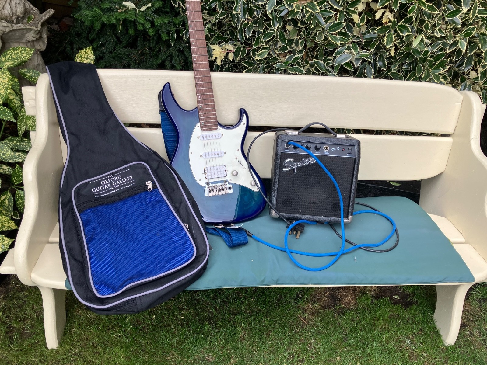 Cort G series electric guitar, small pa speakers / amp and gig bag