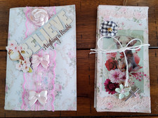Handmade Embellishments Junk Journal Ephemera Scrapbook - Pink Rose Folio 2 pc
