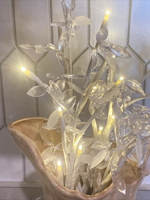 LED cool white STARLIGHT lights Leaves twig branch vase stem Set Of 2  15 