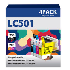4pk LC501 Ink Cartridges Compatible for Bro MFC-J1260DW MFC-J1360DW MFC-J1410DW