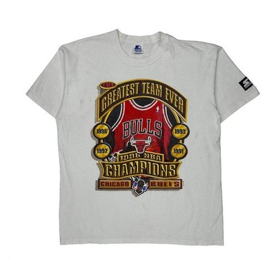 Chicago Bulls Starter Nba T-Shirt - Medium White Cotton