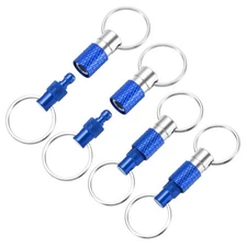 4 Pack Quick Release Keychain Pull Apart Detachable Swivel Keychain, Dark Blue