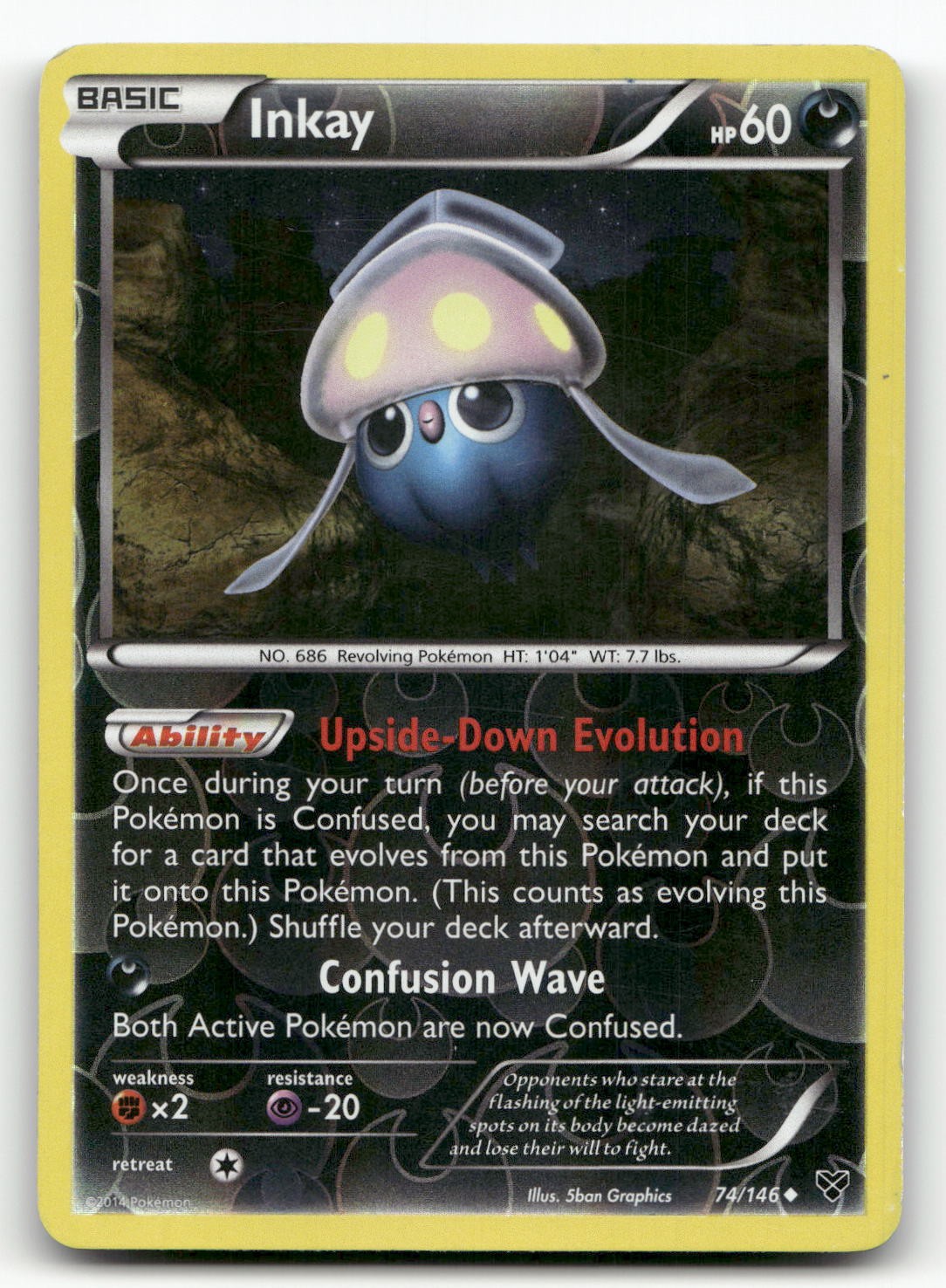 Inkay 74/146 XY Base Set Pokemon Reverse Holo LP Uncommon