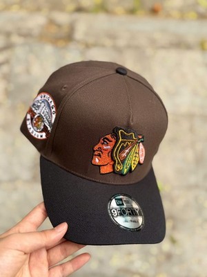 New Era 9FORTY Chicago Blackhawks Snapback Hat Olive Black Adjustable Cap