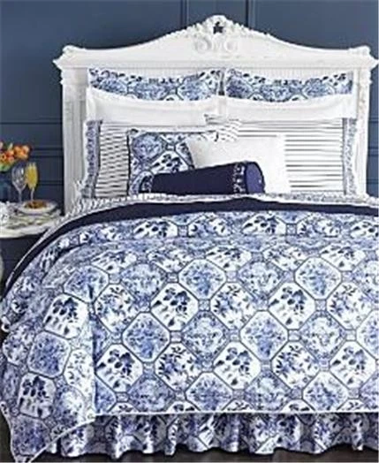 FALDA DE CAMA COMPLETA OCTOGONAL RALPH LAUREN Palm Harbor plataforma sucia NUEVA 15" caída Foto 2 de 3