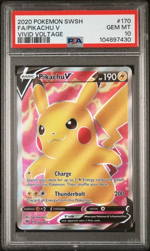 2020 Pokemon SWSH Vivid Voltage Pikachu V Full Art #170 - PSA 10