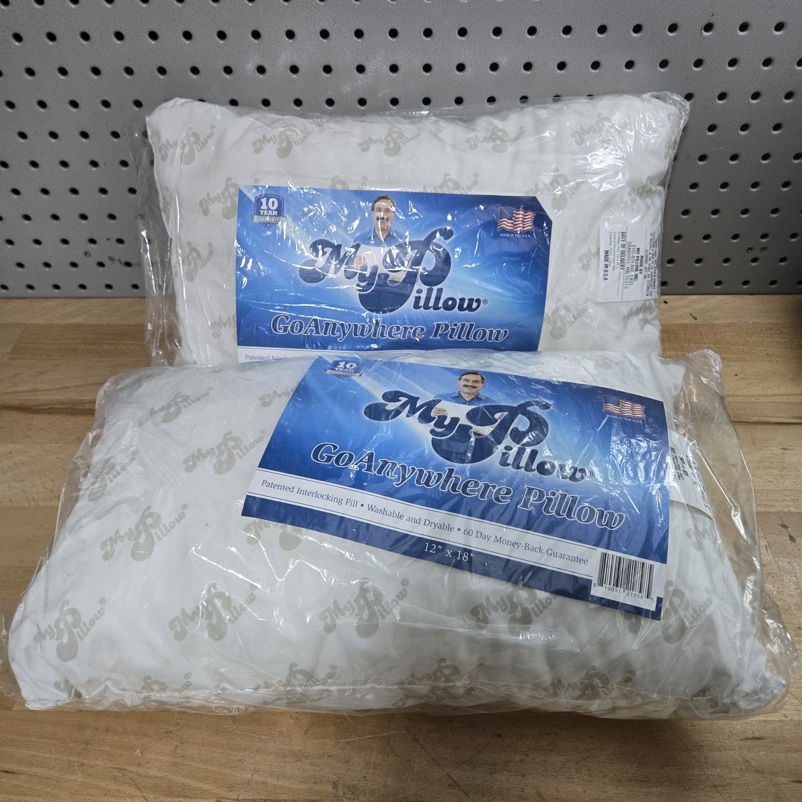 My Pillow Go Anywhere Travel Pillow White 12" x 18"  NEW SET OF 2