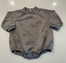 Rylee + Cru Crewneck Romper Tiger Baby Size 3-6 Months Long Sleeve
