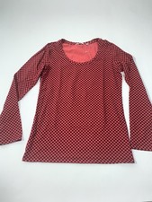 UNIQLO Women’s Large Shirt Plaid Top Red Black Checkered Long Sleeve Round Neck