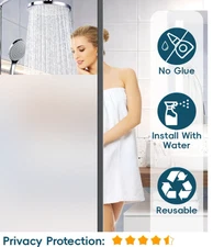 Frosted Glass Window Privacy Film Decorative, Bathroom Window Privacy Film for G
