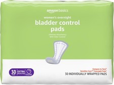 Amazon Basics Incontinence Pads for Women, Postpartum Pads, Bladder Control, Ove