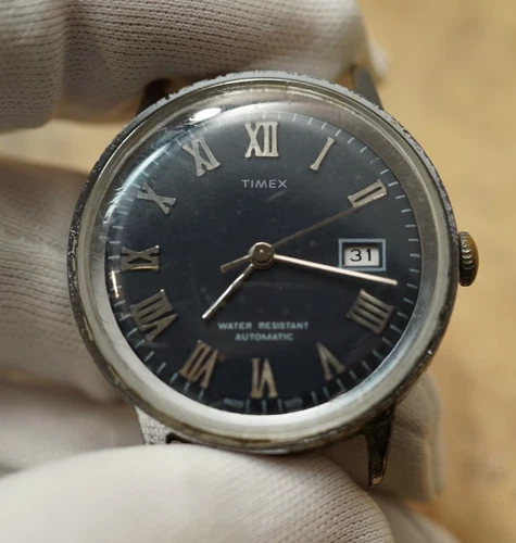 1973 Vintage 37MM Timex Marlin Roman Numeral Automatic Wrist Watch for Repair