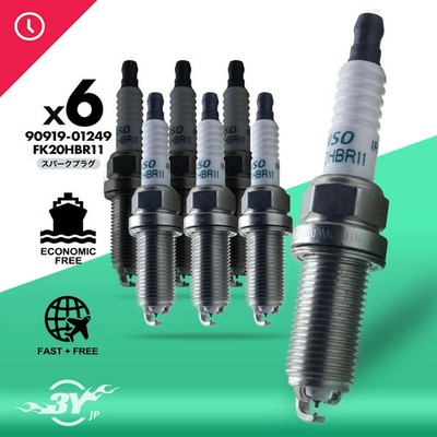 6PCS Spark Plugs Fit For GS300 GS450H GS350 S250 OEM 90919-01249 Denso FK20HBR11