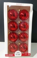 Vintage NEW ASHLAND Ruby Red Glass Christmas Holiday 2.5" Balls Ornaments Pk 8