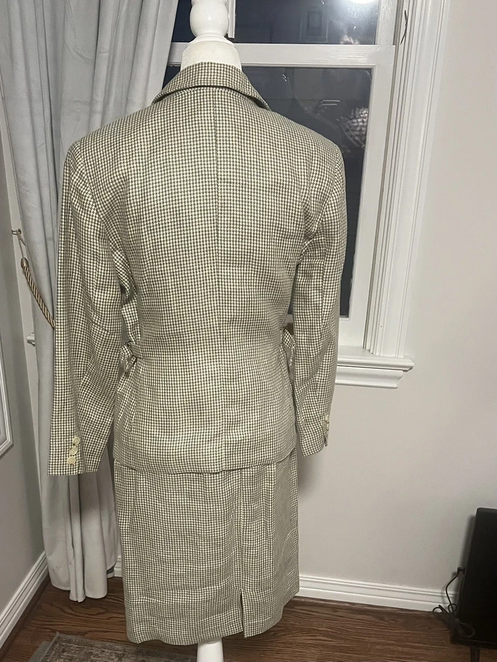 复古 Burberry 女式裙装 90 年代千鸟格格子夹克和裙子 — 第 2/4 张图片