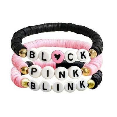 Handmade Black and Pink 3 Pcs Friendship Bracelets Kit Korean pop Merch Gifts