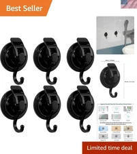 Durable and Adjustable 6-Pack Suction Cup Hooks for Effortless Home Organization