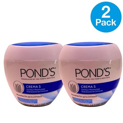 Pond's Crema S 24 Hour Moisturizer Face Cream Dry to Very Dry Skin 14.1oz 2 Pack
