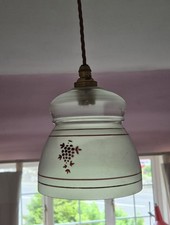 Vintage 1950s Lamp Shade .Etched Glass with Stripe/Berry Pattern Bayonet Fitting