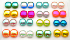SMALL UNCAPPED Lot 32 pcs DICHROIC FUSED GLASS EARRINGS Y4 CABS HANDMADE