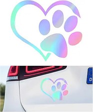 Paw Love Heart Vinyl Decal, 4.6"  3.7" Heart with Dog Paw Pri Color: Colorful