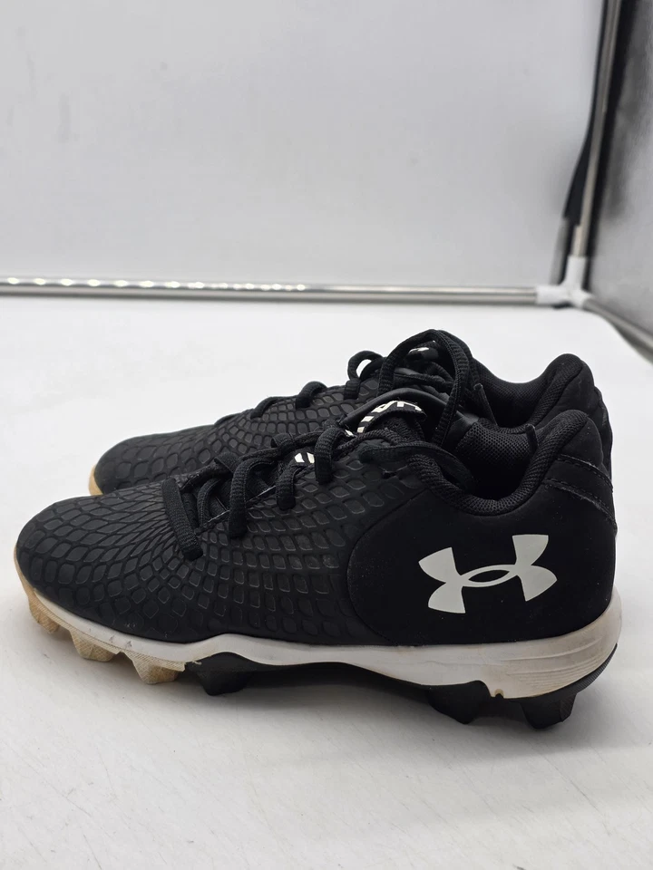 Under Armour Youth Baseball Cleats Shoes 1Y Black White 3026607-001 Boys Kids - Image 4 of 4