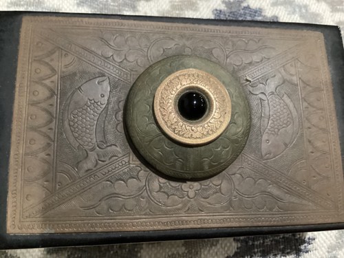 Covered black box Etched Brass Fish Decorated Covered Box - Picture 6 of 6