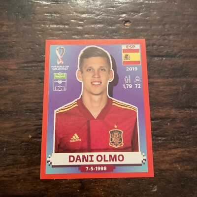 DANI OLMO Spain ESP 16 PANINI Parallel RED RARE Sticker Qatar 2022