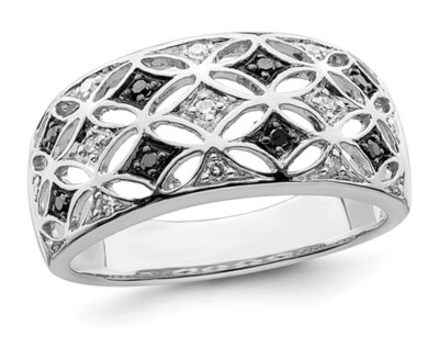 1/8 Carat (ctw) Black & White Diamond Ring Sterling Silver