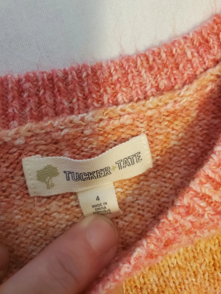 Suéter Tucker & Tate Niñas Pequeñas con Volantes Rosa y Melocotón Talla 4 Primavera  Foto 3 de 4