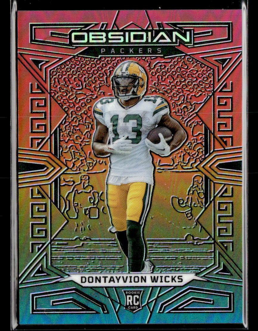 2023 Obsidian #138 Dontayvion Wicks Rookie RC Neon Flood /3