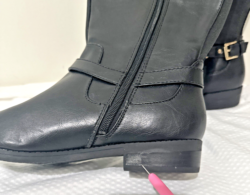 Tommy Hilfiger Leder Reitstiefel Damen 10 M Schwarz Dorian Neu Unvollständig LESEN - Bild 8 von 24
