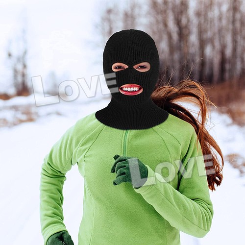 New 3Hole Full Face Ski Mask Winter Cap Balaclava Hood Beanie Warm Tactical Hat - Picture 7 of 12